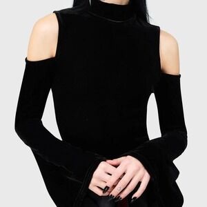 Killstar soul binding top black velvet cold shoulder whimsigoth